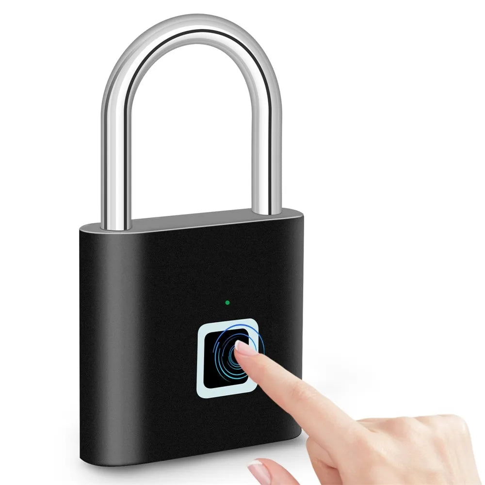 Fingerprint Padlock – Keyless Biometric Smart Lock for Gym Locker Backpack Gate & Travel Security