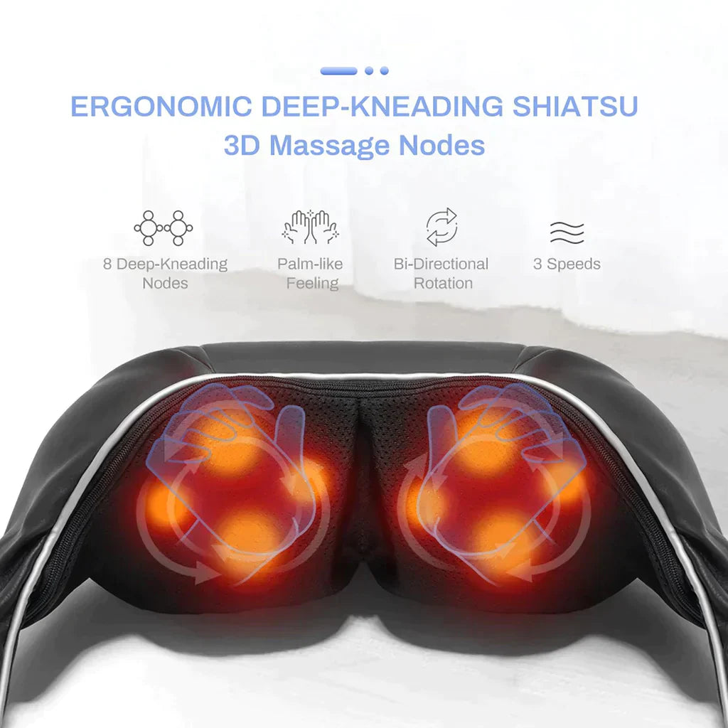 Neck & Shoulder Massager – Cordless Shiatsu Kneading Massage Pillow with Heat for Pain & Stress Relief