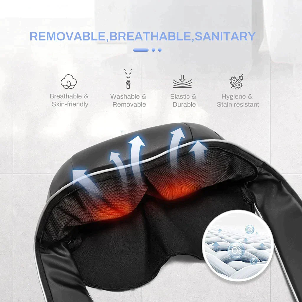 Neck & Shoulder Massager – Cordless Shiatsu Kneading Massage Pillow with Heat for Pain & Stress Relief