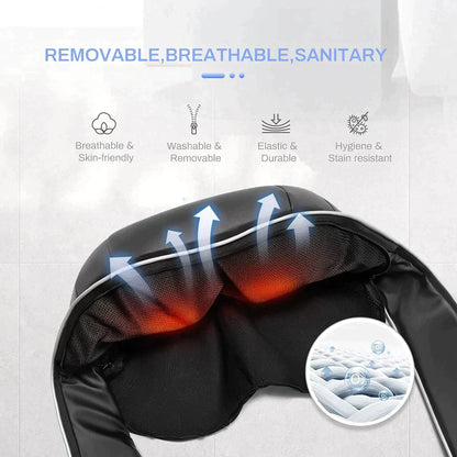 Neck & Shoulder Massager – Cordless Shiatsu Kneading Massage Pillow with Heat for Pain & Stress Relief