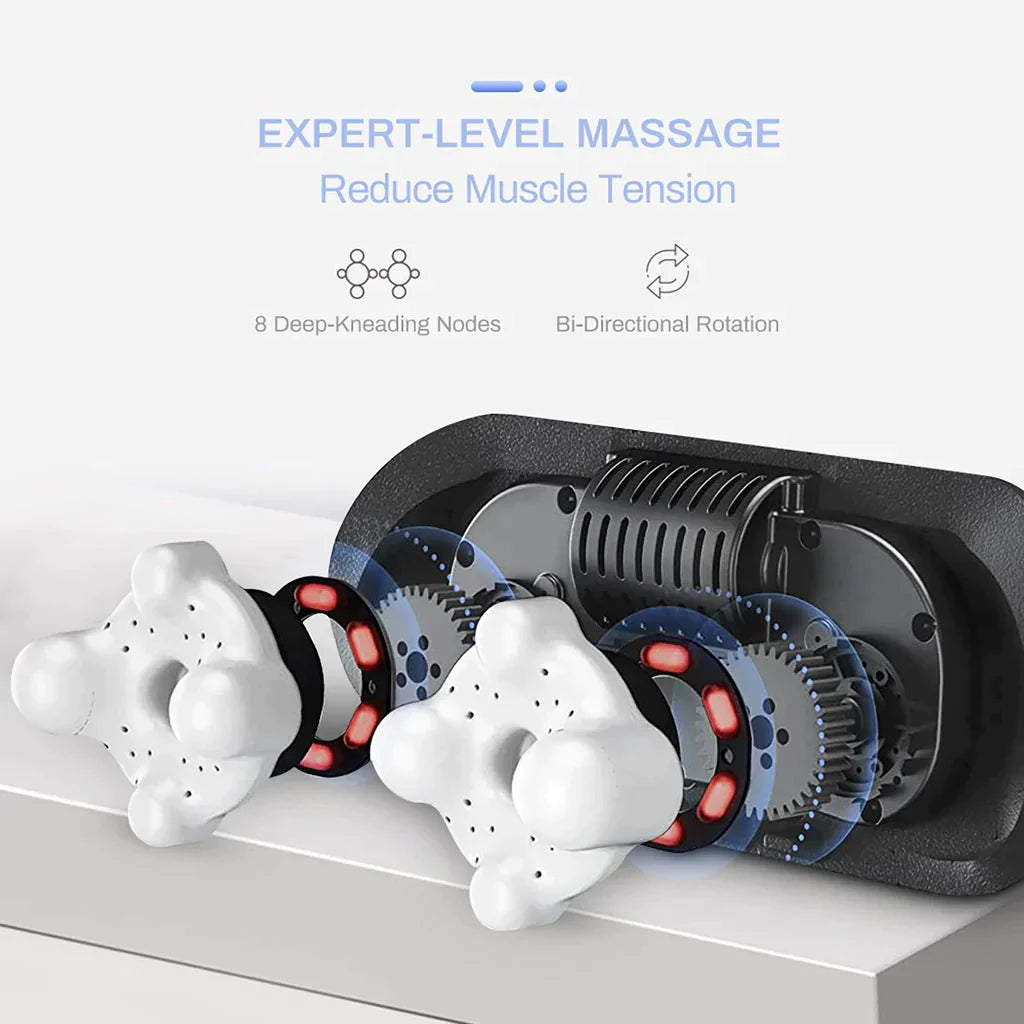 Neck & Shoulder Massager – Cordless Shiatsu Kneading Massage Pillow with Heat for Pain & Stress Relief